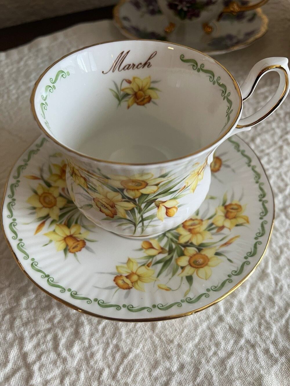 Queen's Rosina March Daffodil Bone China Tea Cup & Saucer Set England